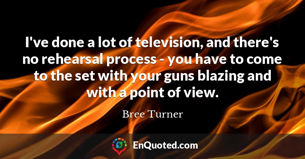 I've done a lot of television, and there's no rehearsal process - you have to come to the set with your guns blazing and with a point of view.