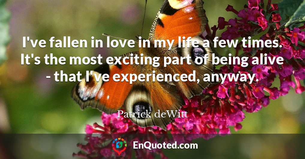 I've fallen in love in my life a few times. It's the most exciting part of being alive - that I've experienced, anyway.