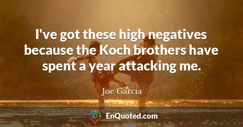 I've got these high negatives because the Koch brothers have spent a year attacking me.