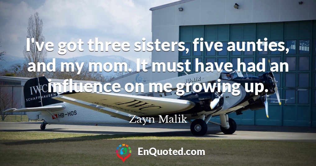 I've got three sisters, five aunties, and my mom. It must have had an influence on me growing up.