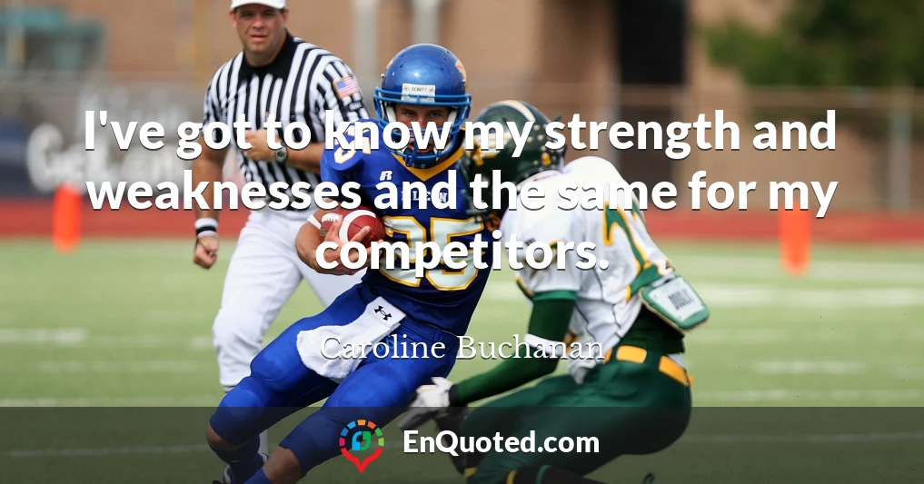 I've got to know my strength and weaknesses and the same for my competitors.