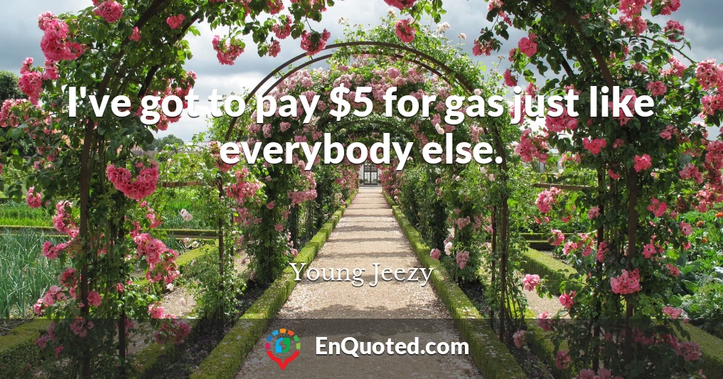 I've got to pay $5 for gas just like everybody else.