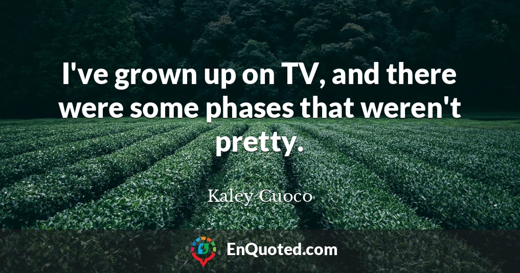 I've grown up on TV, and there were some phases that weren't pretty.