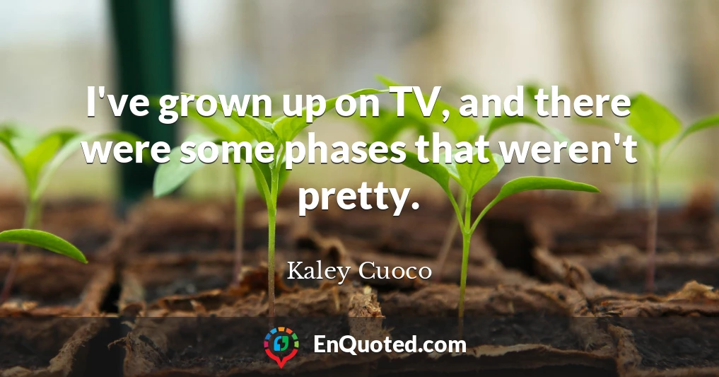 I've grown up on TV, and there were some phases that weren't pretty.