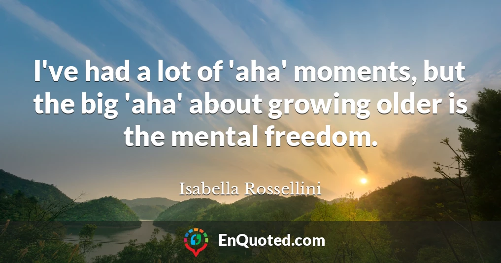 I've had a lot of 'aha' moments, but the big 'aha' about growing older is the mental freedom.