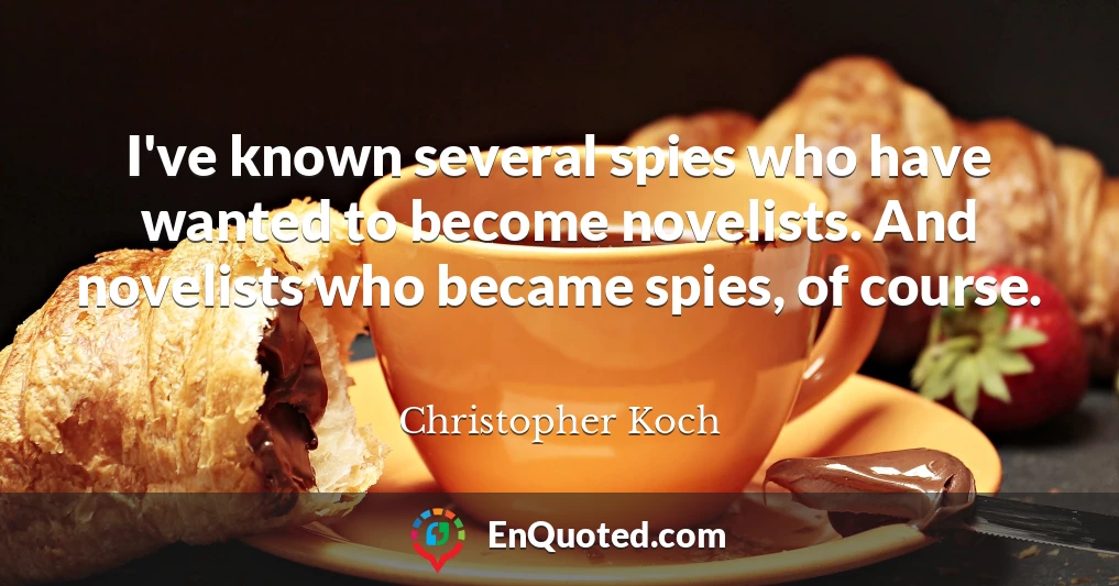 I've known several spies who have wanted to become novelists. And novelists who became spies, of course.