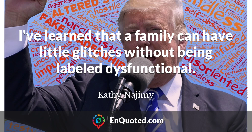 I've learned that a family can have little glitches without being labeled dysfunctional.