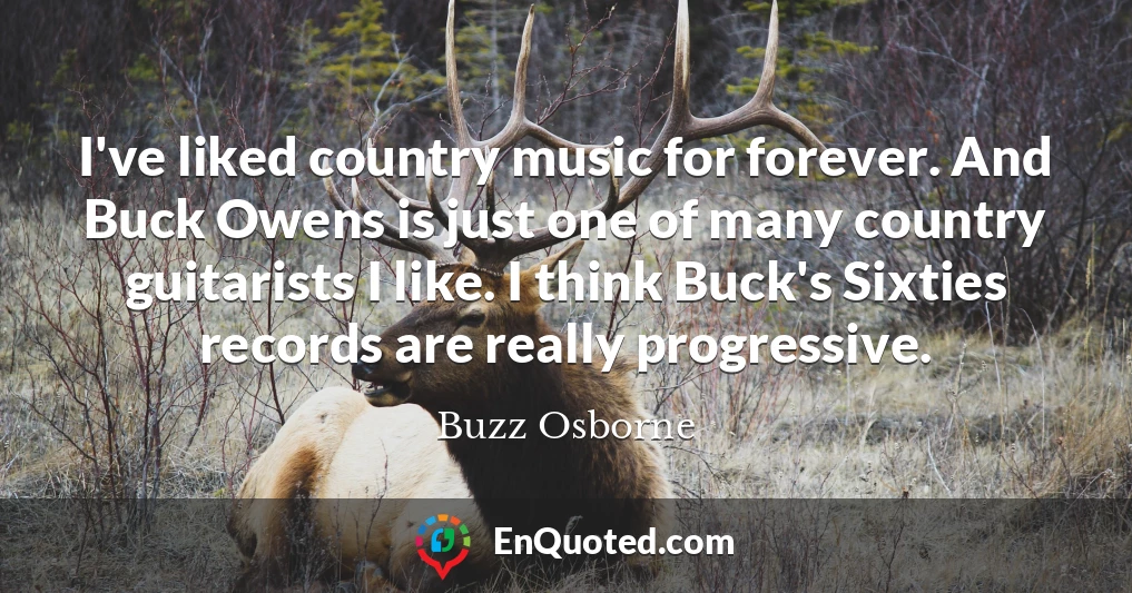 I've liked country music for forever. And Buck Owens is just one of many country guitarists I like. I think Buck's Sixties records are really progressive.