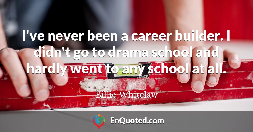 I've never been a career builder. I didn't go to drama school and hardly went to any school at all.