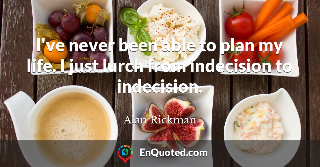 I've never been able to plan my life. I just lurch from indecision to indecision.