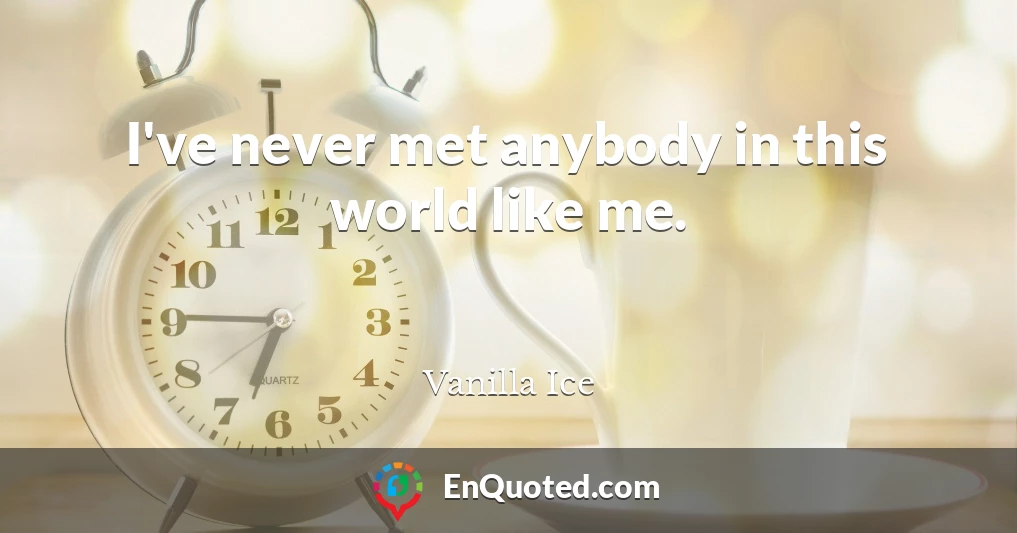 I've never met anybody in this world like me.