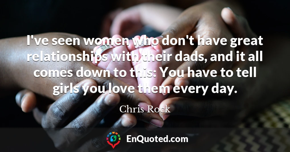 I've seen women who don't have great relationships with their dads, and it all comes down to this: You have to tell girls you love them every day.
