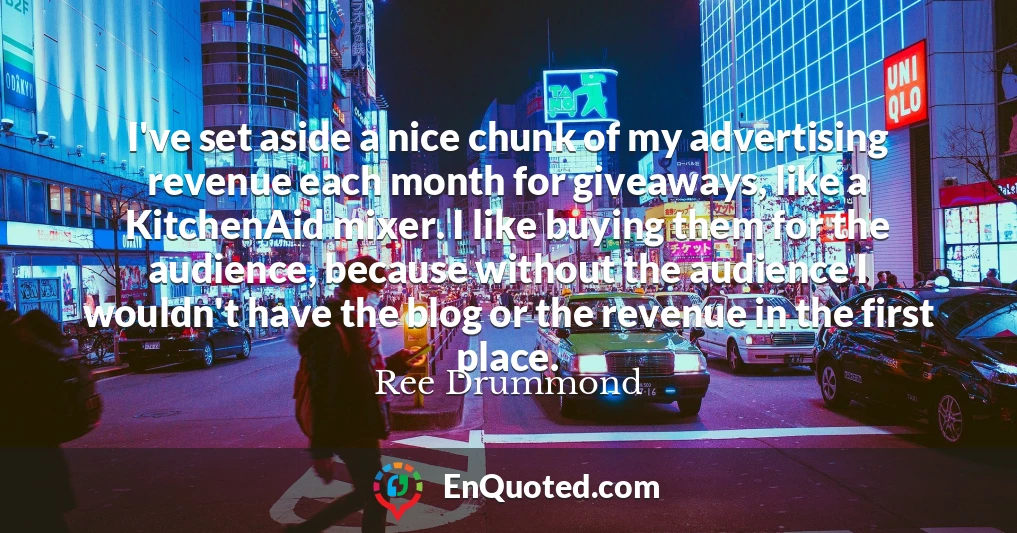 I've set aside a nice chunk of my advertising revenue each month for giveaways, like a KitchenAid mixer. I like buying them for the audience, because without the audience I wouldn't have the blog or the revenue in the first place.