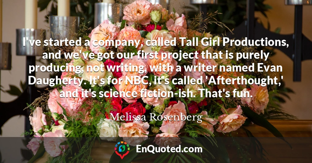 I've started a company, called Tall Girl Productions, and we've got our first project that is purely producing, not writing, with a writer named Evan Daugherty. It's for NBC, it's called 'Afterthought,' and it's science fiction-ish. That's fun.