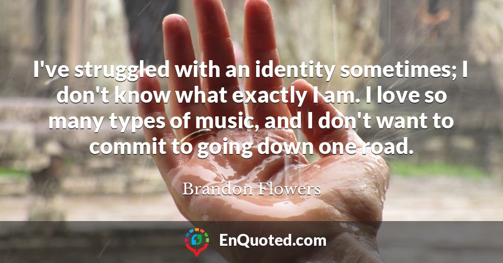I've struggled with an identity sometimes; I don't know what exactly I am. I love so many types of music, and I don't want to commit to going down one road.
