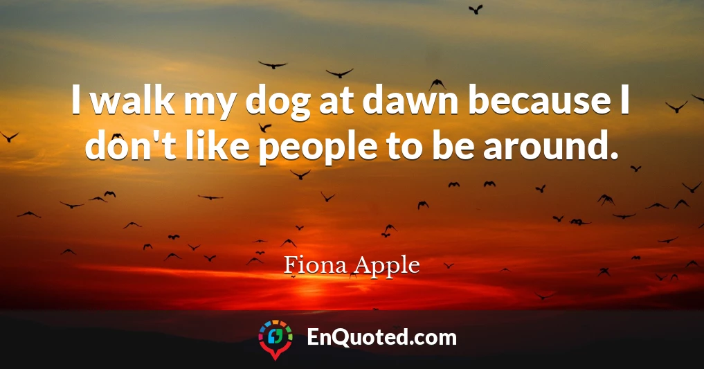 I walk my dog at dawn because I don't like people to be around.