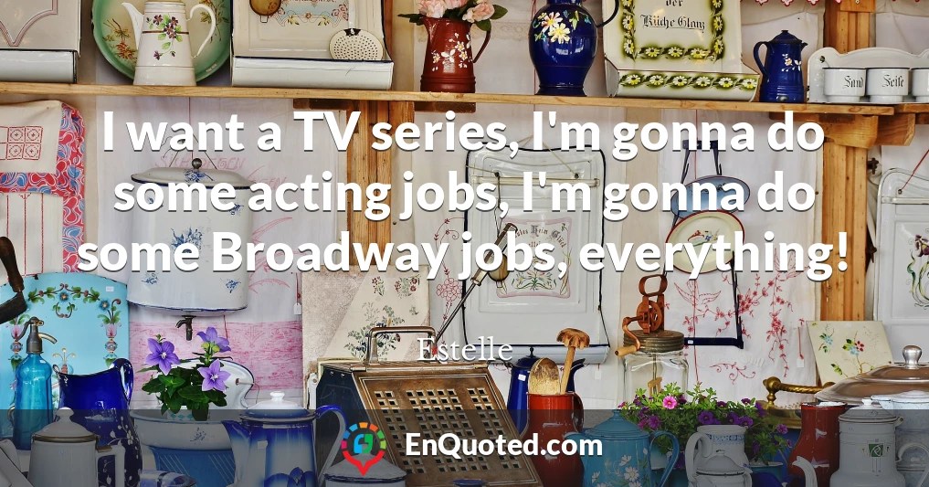 I want a TV series, I'm gonna do some acting jobs, I'm gonna do some Broadway jobs, everything!
