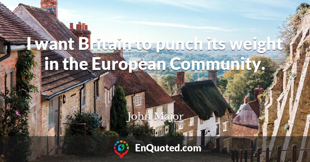 I want Britain to punch its weight in the European Community.