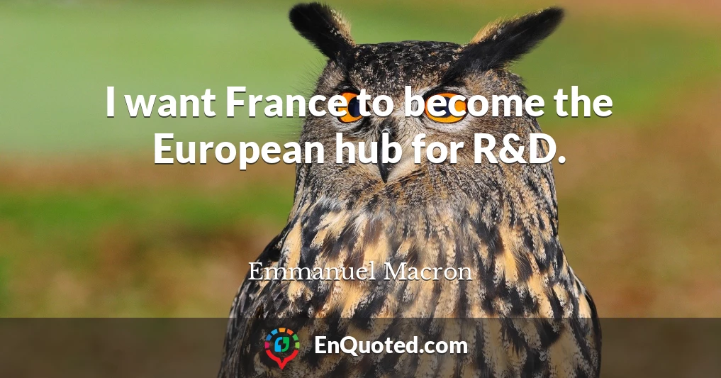 I want France to become the European hub for R&D.