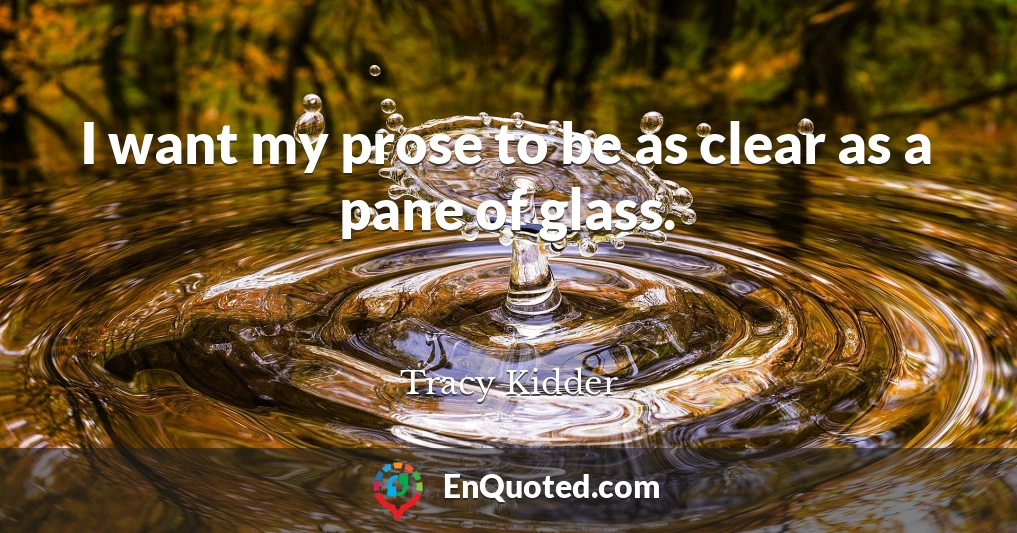 I want my prose to be as clear as a pane of glass.
