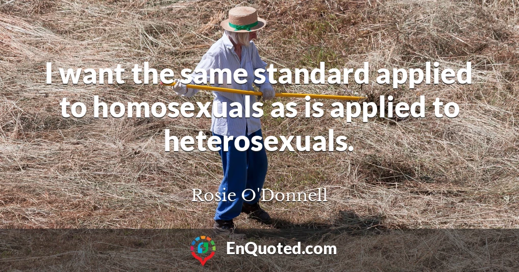 I want the same standard applied to homosexuals as is applied to heterosexuals.