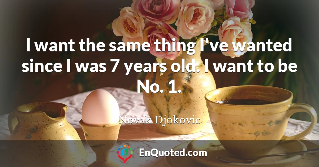 I want the same thing I've wanted since I was 7 years old. I want to be No. 1.