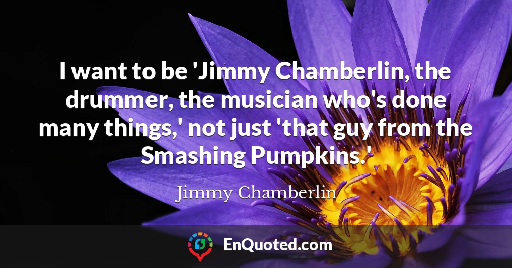 I want to be 'Jimmy Chamberlin, the drummer, the musician who's done many things,' not just 'that guy from the Smashing Pumpkins.'