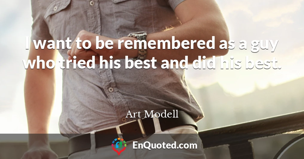 I want to be remembered as a guy who tried his best and did his best.