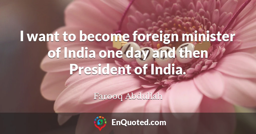 I want to become foreign minister of India one day and then President of India.