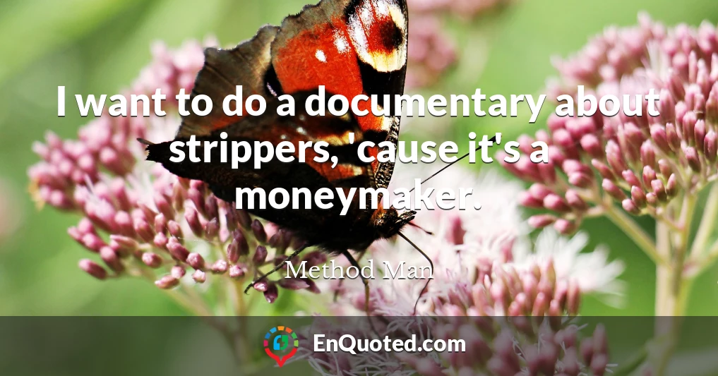 I want to do a documentary about strippers, 'cause it's a moneymaker.