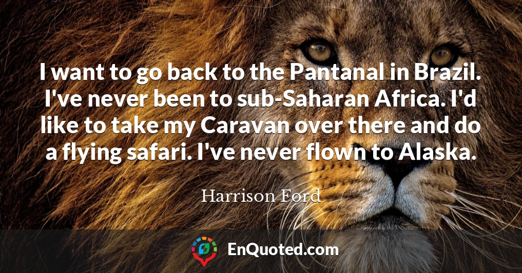 I want to go back to the Pantanal in Brazil. I've never been to sub-Saharan Africa. I'd like to take my Caravan over there and do a flying safari. I've never flown to Alaska.