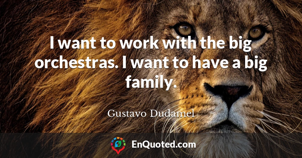 I want to work with the big orchestras. I want to have a big family.