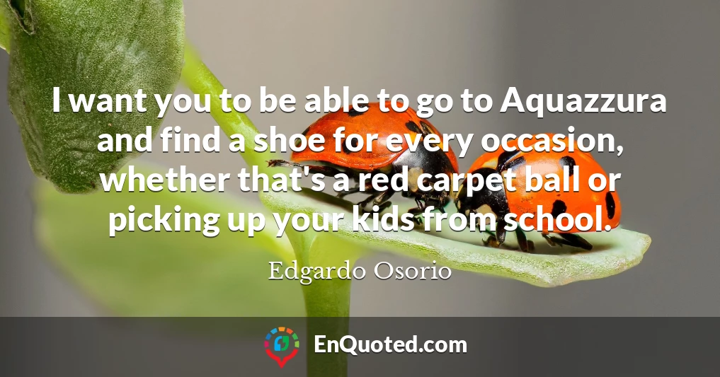 I want you to be able to go to Aquazzura and find a shoe for every occasion, whether that's a red carpet ball or picking up your kids from school.
