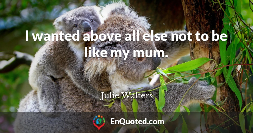 I wanted above all else not to be like my mum.