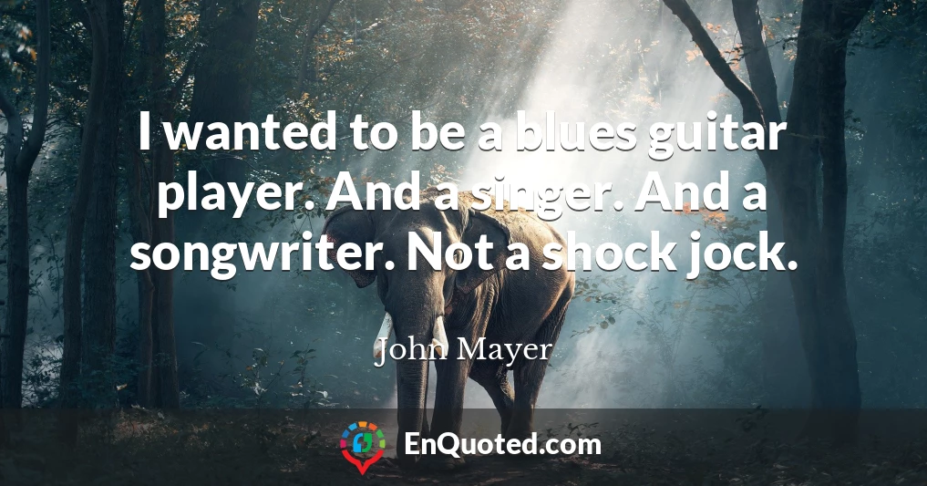 I wanted to be a blues guitar player. And a singer. And a songwriter. Not a shock jock.