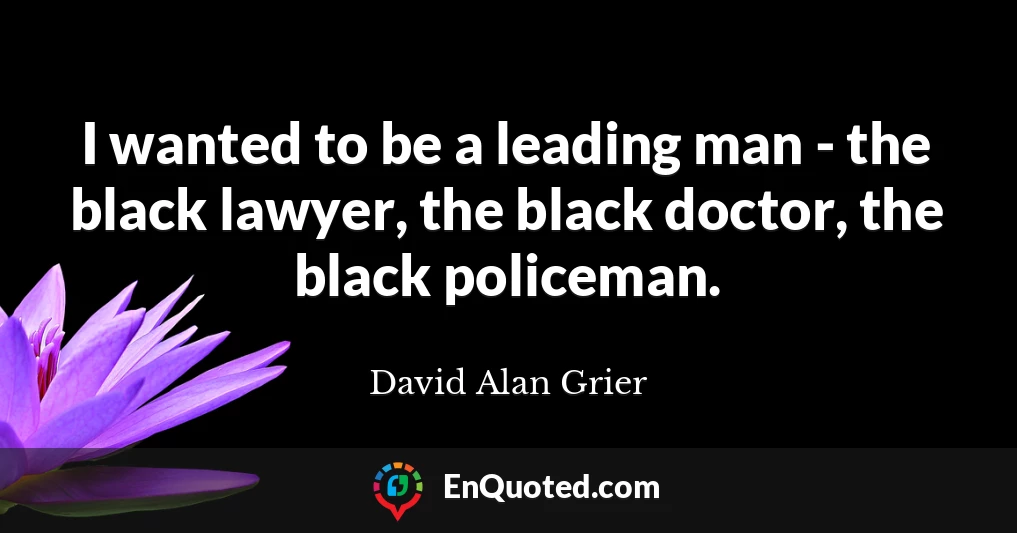 I wanted to be a leading man - the black lawyer, the black doctor, the black policeman.