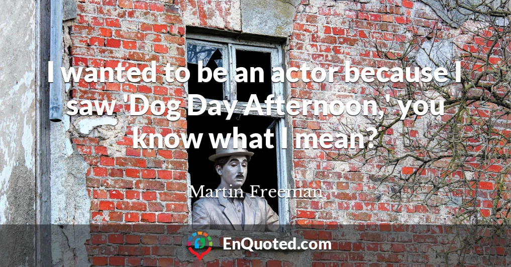 I wanted to be an actor because I saw 'Dog Day Afternoon,' you know what I mean?