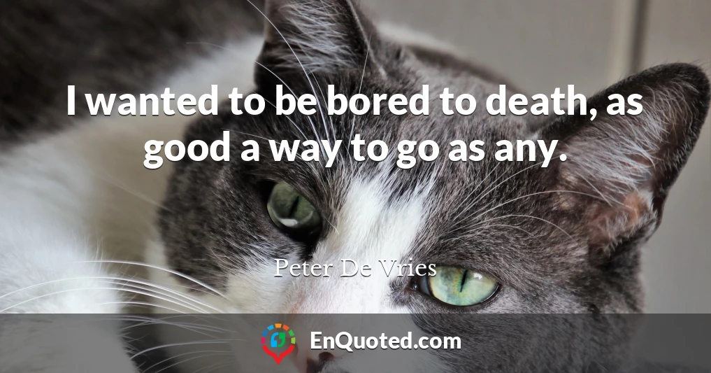I wanted to be bored to death, as good a way to go as any.