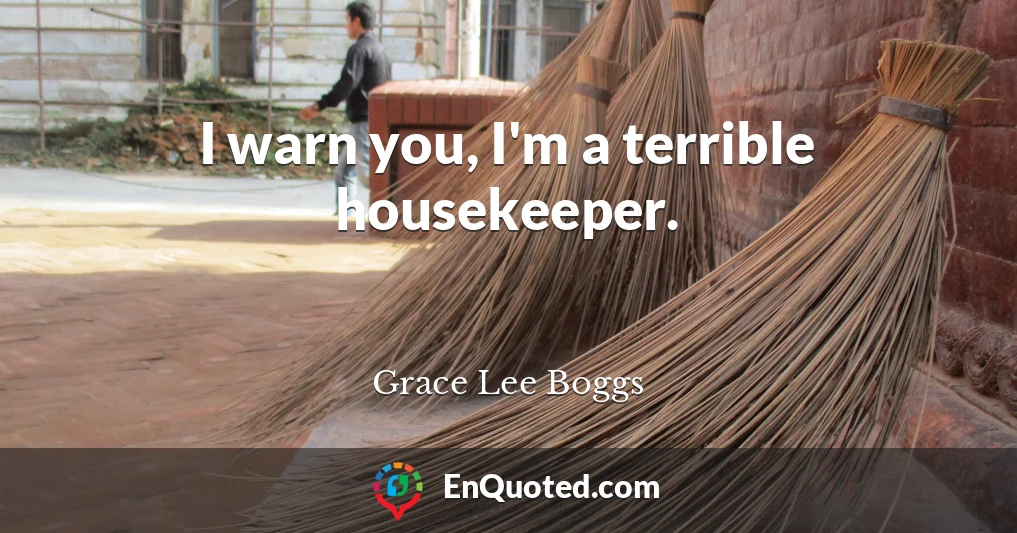 I warn you, I'm a terrible housekeeper.