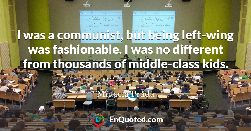 I was a communist, but being left-wing was fashionable. I was no different from thousands of middle-class kids.