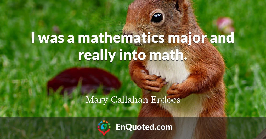 I was a mathematics major and really into math.