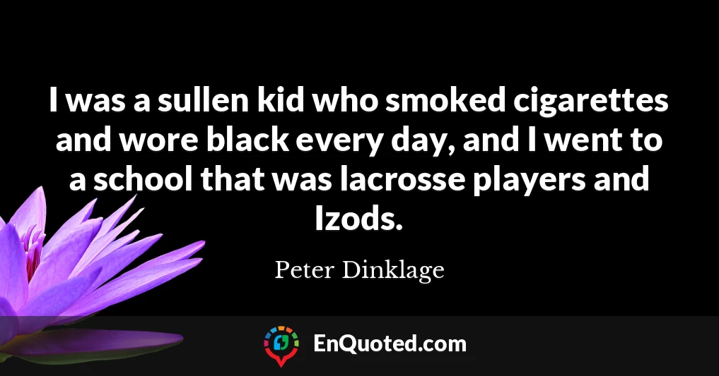 I was a sullen kid who smoked cigarettes and wore black every day, and I went to a school that was lacrosse players and Izods.