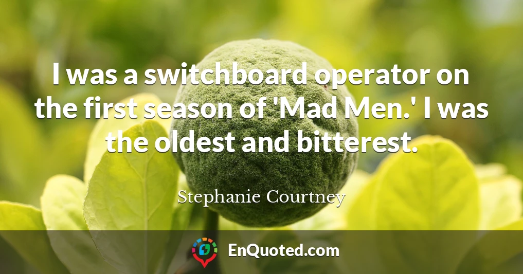 I was a switchboard operator on the first season of 'Mad Men.' I was the oldest and bitterest.