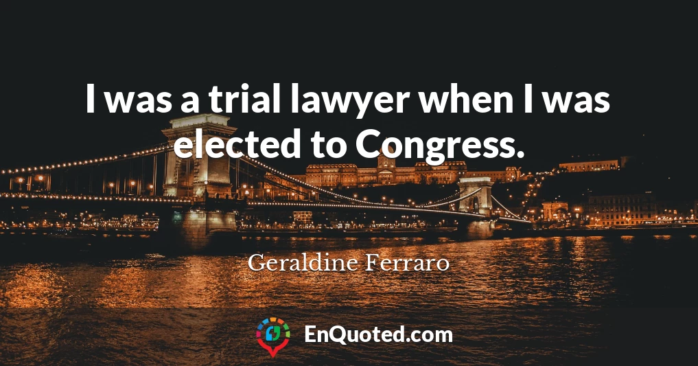 I was a trial lawyer when I was elected to Congress.