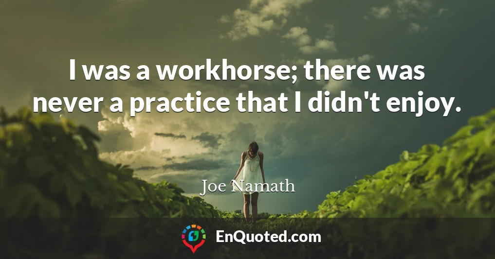 I was a workhorse; there was never a practice that I didn't enjoy.