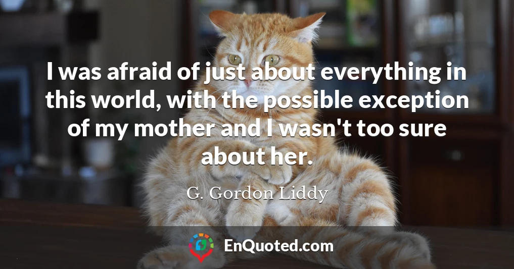 I was afraid of just about everything in this world, with the possible exception of my mother and I wasn't too sure about her.