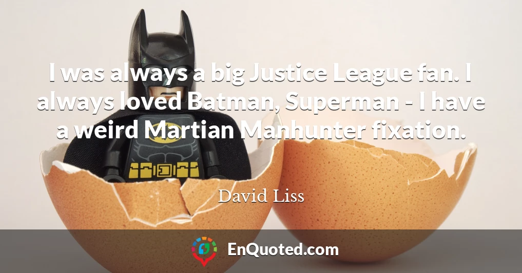I was always a big Justice League fan. I always loved Batman, Superman - I have a weird Martian Manhunter fixation.