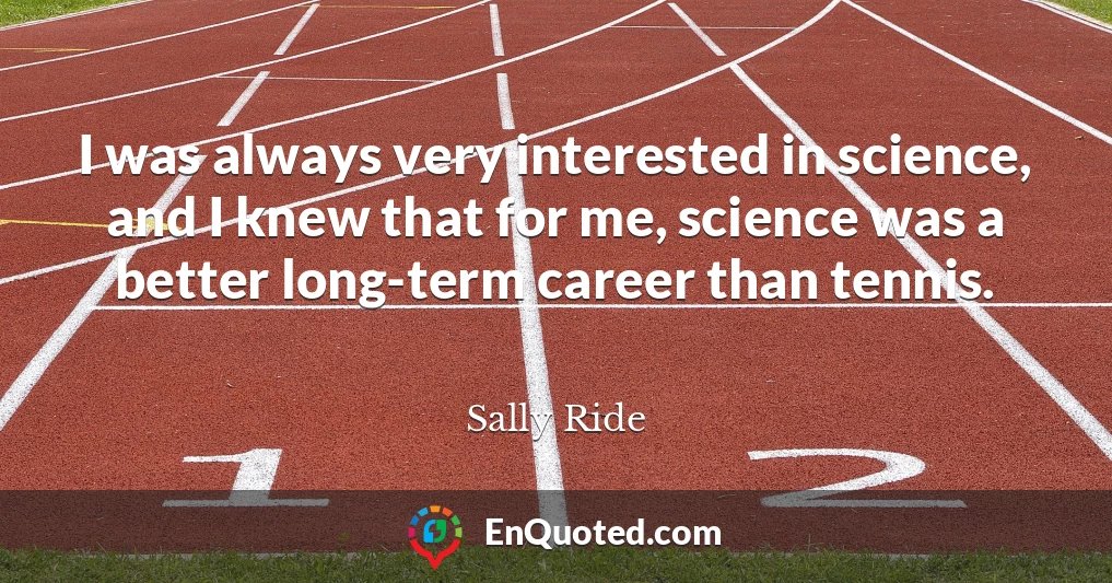 I was always very interested in science, and I knew that for me, science was a better long-term career than tennis.