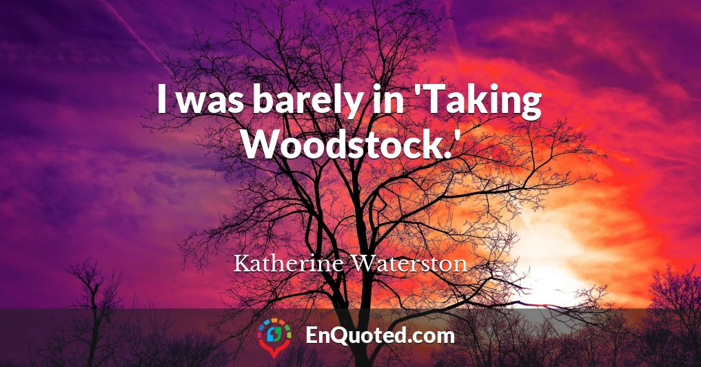 I was barely in 'Taking Woodstock.'