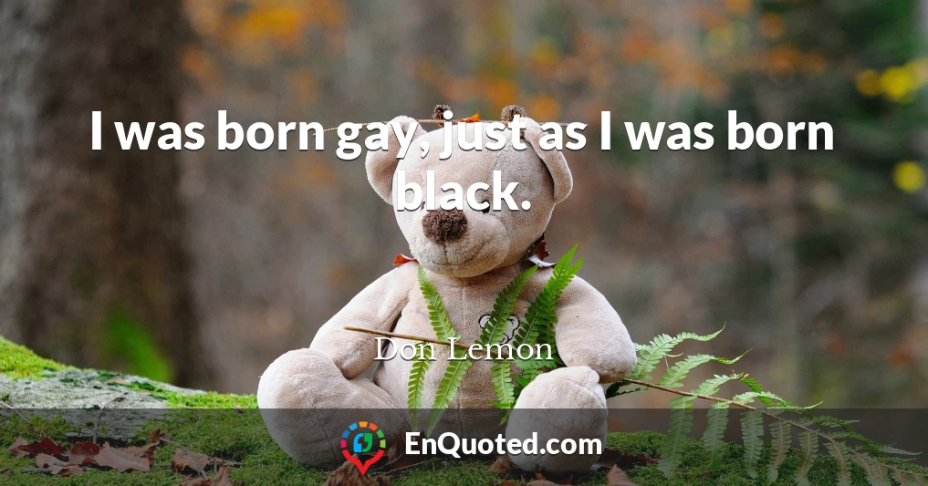 I was born gay, just as I was born black.